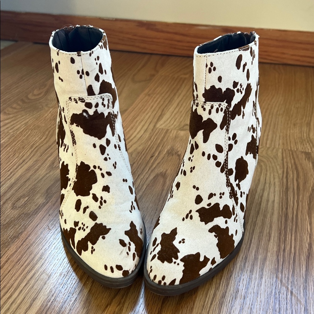 Cow Print Ankle Boots